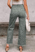 Western Style Leopard Print Frayed Edge Wide Leg Jeans