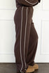 Piping Trim Mock Neck Relaxed Pullover Pant Set