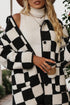 Checkered Collared Buttoned Side Pocket Fleece Jacket