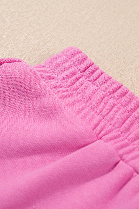 Striped Patchwork Applique Pullover Two Piece Short Set