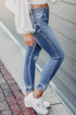 Distressed Frayed Hem Ankle Length Skinny Jeans