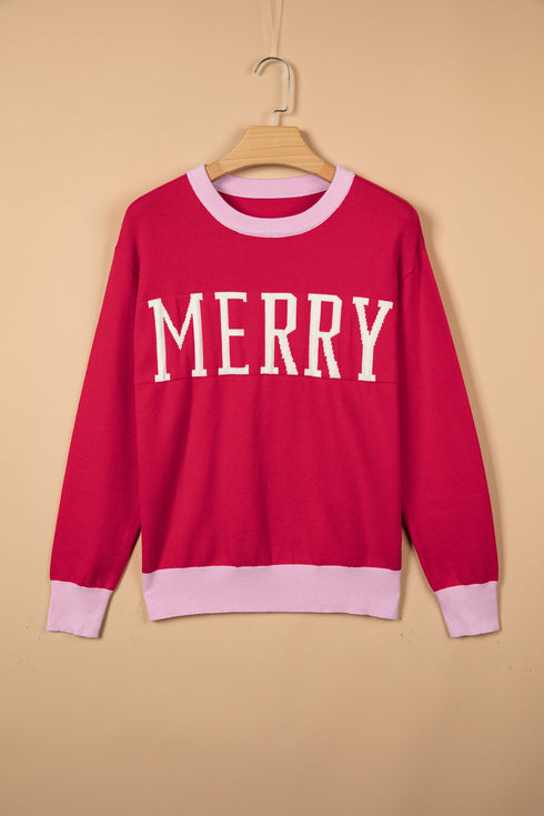Drop Shoulder Round Neck Letter Print Sweater