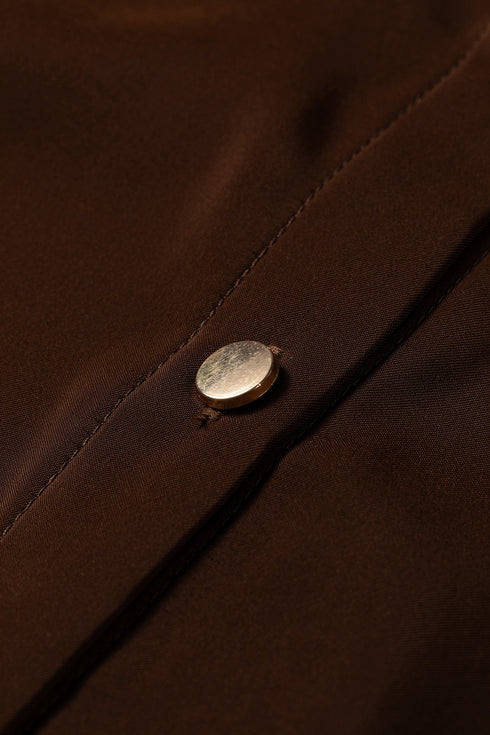 Polyester Button Decoration Tab Long Sleeve Blouse