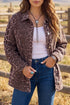 Leopard Print Oversized Patch Pocket Long Sleeve Denim Jacket