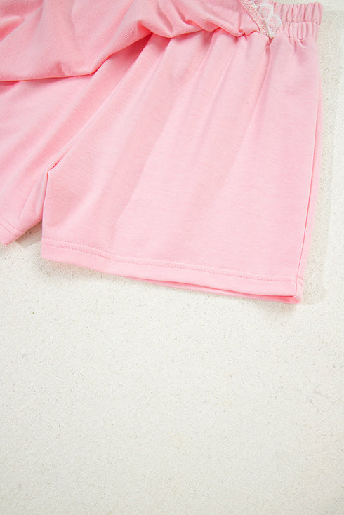 Lace Trim Peter Pan Sweatshirt Skirt Two Piece Dress