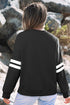 Sequin Ghosts Bows Graphic Varsity Striped Sleeve Pullover Sweatshirt