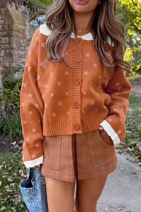 Peter Pan Collar Long Sleeve Knitwear Cardigan