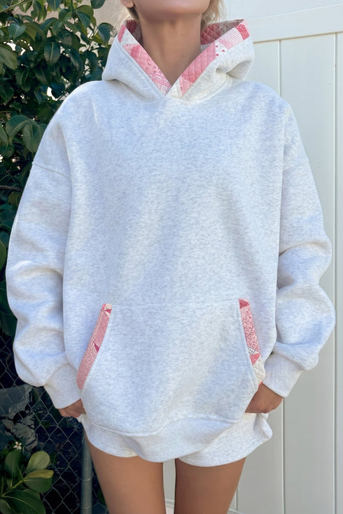 Equal Polyester Cotton Blend Patchwork Oversized Hoodie