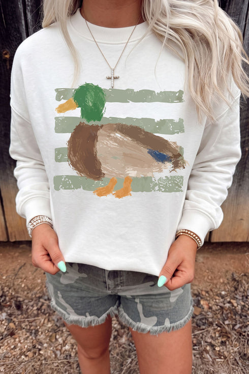 Polyester Cotton Western Duck Graphic Pullover Sweatshirt