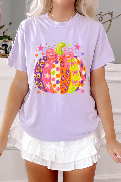 Polyester Cotton Playful Pumpkin Printed Graphic Tee
