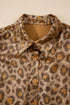 Metallic Leopard Print Dolman Sleeve Button Down Shirt