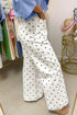 Polka Dot Print Scalloped Patch Pocket Cotton Shift Pants