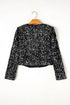 Elegant Solid Sequined Open Front Cropped Jacket