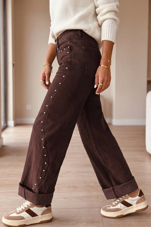 Denim Side Seam Rivet Ankle Length Jeans