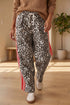 Denim Leopard Print Patchwork Elastic Waist Jeans