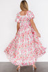 Floral Square Neck Puff Sleeve Ruffle Maxi Dress