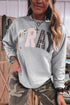 Floral Buffalo Plaid Stripe Applique Western Pullover Sweatshirt