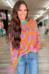 Abstract Animal Print Crew Neck Knit Sweater