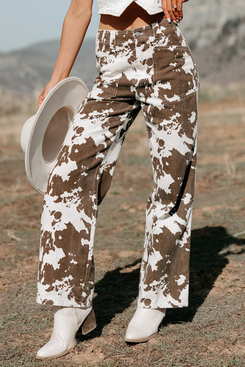 Abstract Pattern Regular Fit Full Length Western Jeans