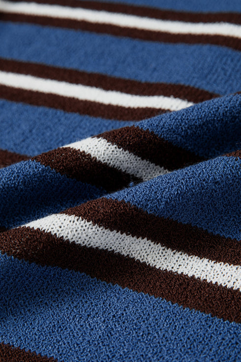 Acrylic Striped Pattern Drop Shoulder Button Cardigan