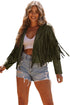 Cropped Faux Suede Western Fringe Tassel Jacket