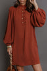 Pure Polyester Shift Long Sleeve Mini Dress