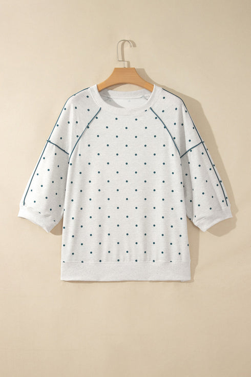 Polka Dot Piping Trim Relaxed Silhouette Top