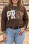 Pray Letter Applique Patchwork Round Neck Long Sleeve Sweatshirt