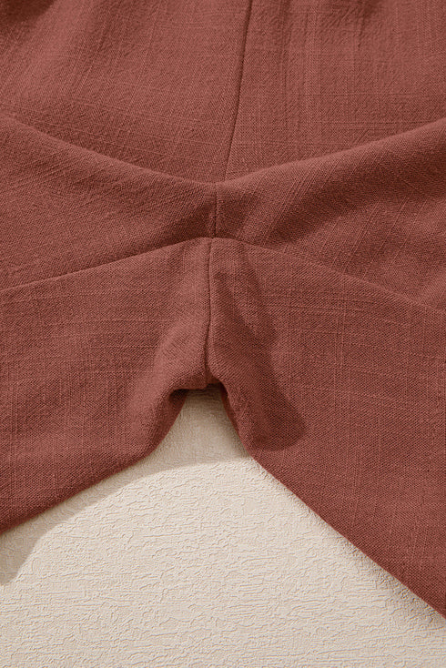 Lace Splicing Drawstring Elastic Waist Loose Linen Casual Shorts