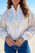 Modern Abstract Camouflage Quarter Zip Drop Shoulder Sweatshirt