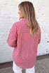 Plaid V Neck Long Sleeve Tunic Loose Fit Blouse