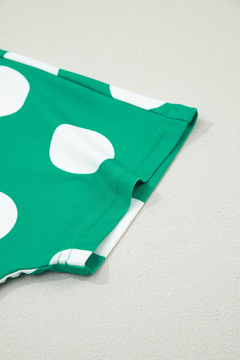 Polka Dot Print Cropped Tee Bodycon Skort Two Piece Set