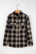 Retro Plaid Double Flap Pocket Brushed Shacket