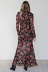 Retro Floral Print Long Sleeve Mesh Maxi Dress
