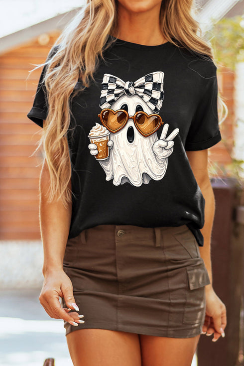 Polyester Cotton Ghost Graphic Transfer Printing Tee