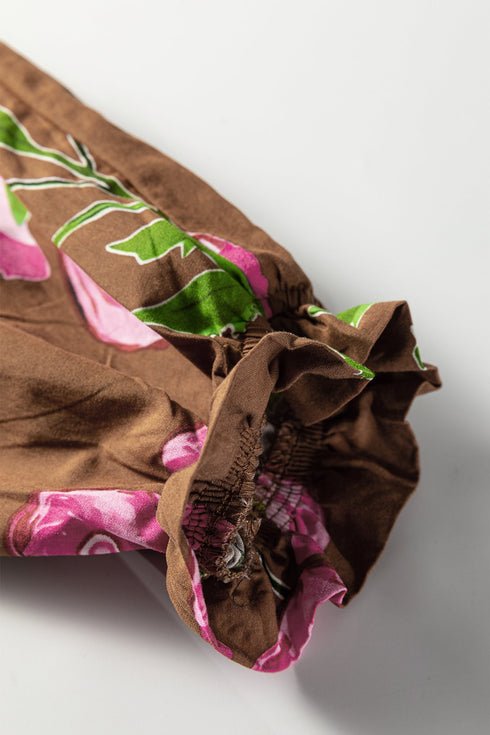 Bohemian Tunic Puff Sleeve Ruffled Babydoll Floral Dress