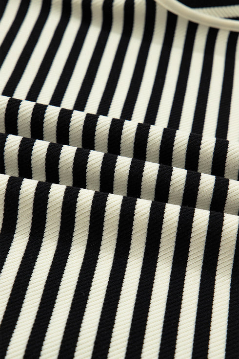 Textured Stripe Drop Shoulder Skort Two Piece Dress