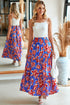 Bohemian Floral Print Tiered Split Maxi Skirt