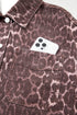 Leopard Print Oversized Patch Pocket Long Sleeve Denim Jacket