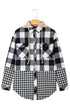 Patchwork Mixed Plaid Drawstring Hooded Shacket