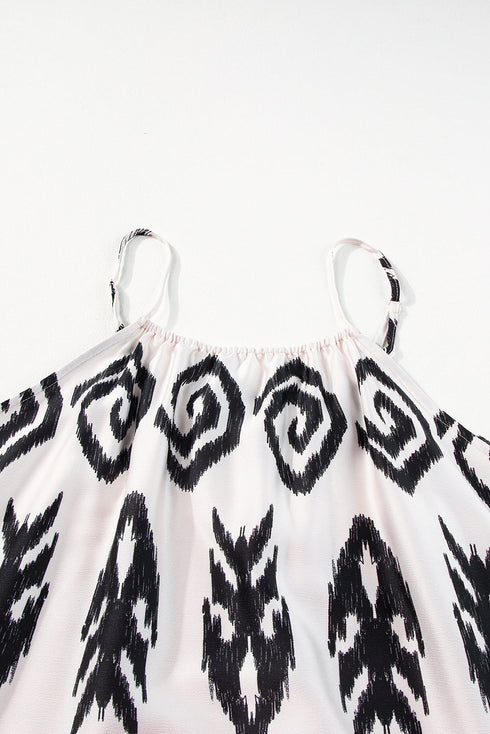 Bohemian Aztec Print H Line Halter Maxi Dress