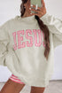 Polka Dot Slogan Applique Baggy Mock Neck Sweatshirt