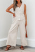 Buttoned V Neck Tank Top Wide Leg Pant Set