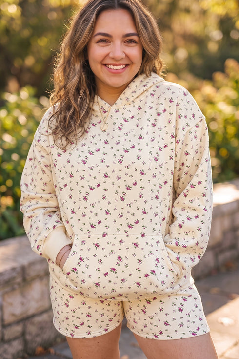 Floral Print Hooded Long Sleeve Loungewear Set