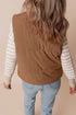 Textured Corduroy Stand Neck Zipped Puffer Vest
