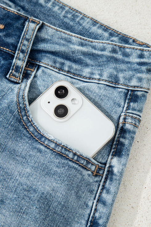 Distressed Open Knee Raw Hem Fit Flare Jeans