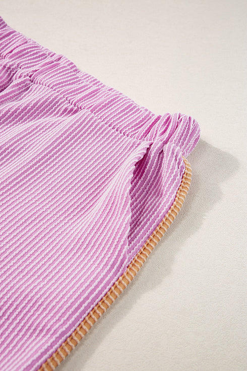 Corded Texture Panel Trim Two Piece Short Set