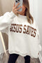 Reversible Christian Faith Print Mock Neck Pullover Sweatshirt