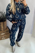 Western Print Elastic Waist Pocketed Two Piece Pant Set