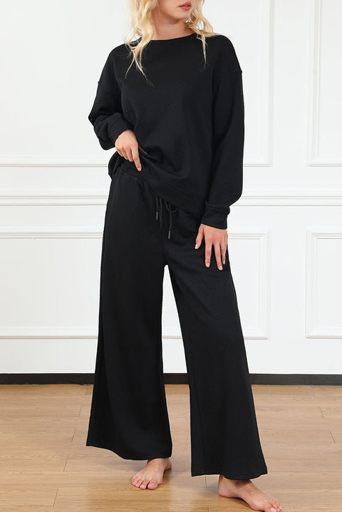 Ultra Loose Textured Slouchy Matching Pant Set